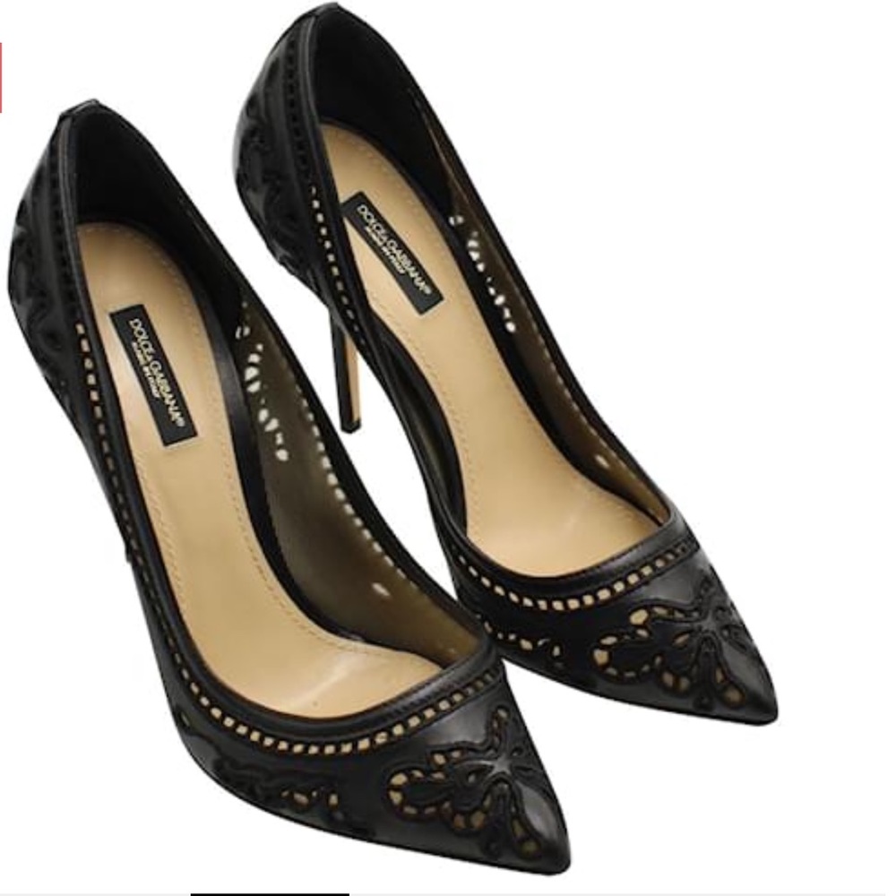 Dolce & Gabbana black laser cut heels. Size 10.5/40 1/2 EUC